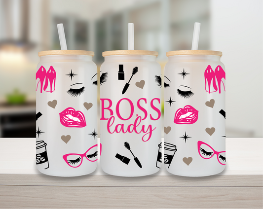 Boss Lady 16oz Glass Can Cup