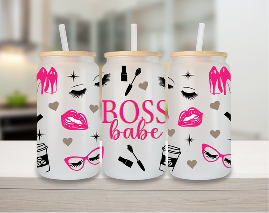 Boss Babe 16oz Glass Can Cup