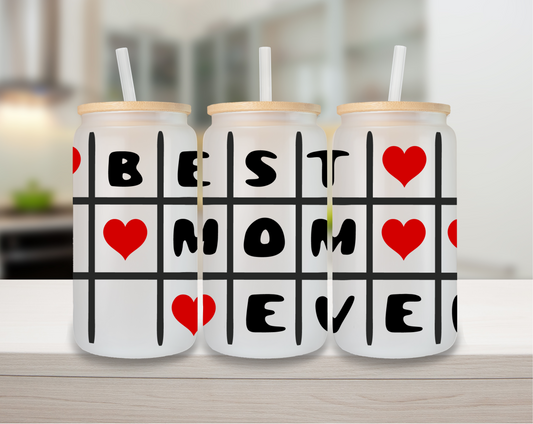 Best Mom Ever 16oz Glass Can Cup