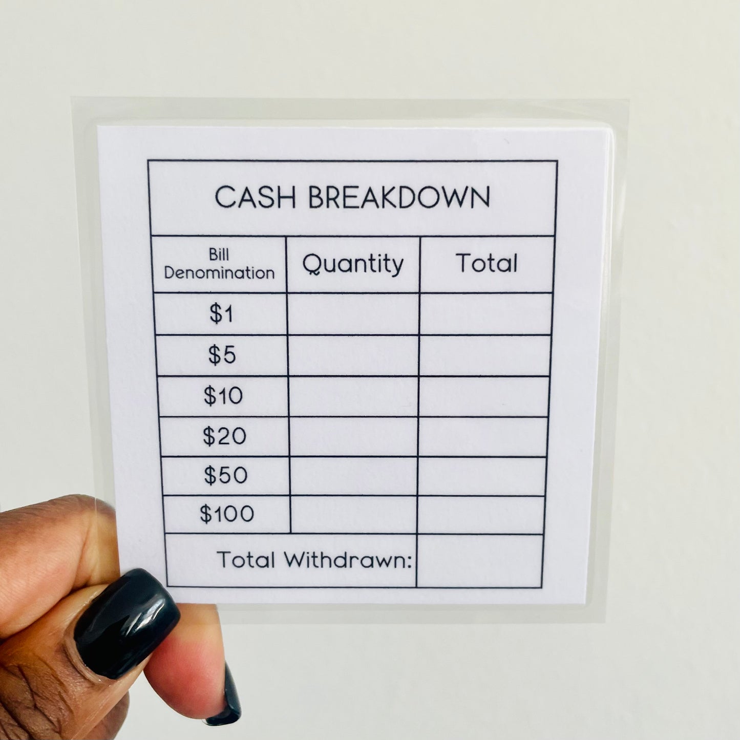 Cash Breakdown Card
